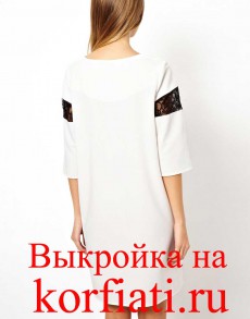Выкройка прямого платья с рукавом - вид сзади
